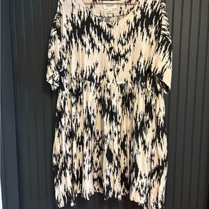 Ganni Black and Cream Ikat Mini Dress